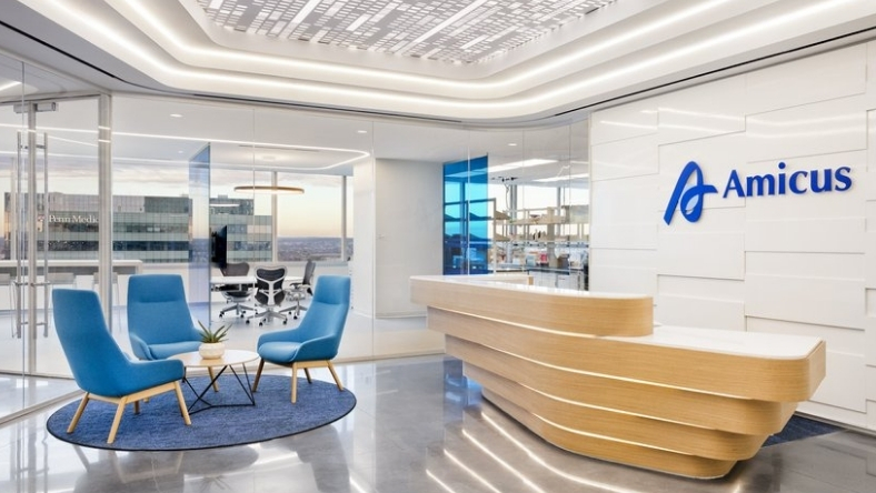 Amicus Pharmaceuticals office interior shown during BioMarin deal coverage