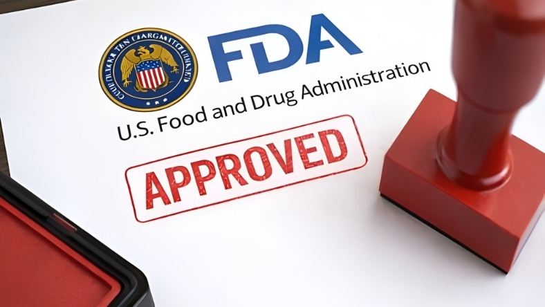 U.S. Food and Drug Administration approval document with red approved stamp